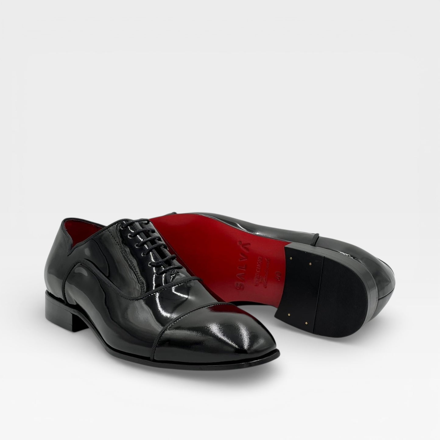 Siyah Rugan Kırmızı Kösele Taban Bağcıklı Erkek Ayakkabı