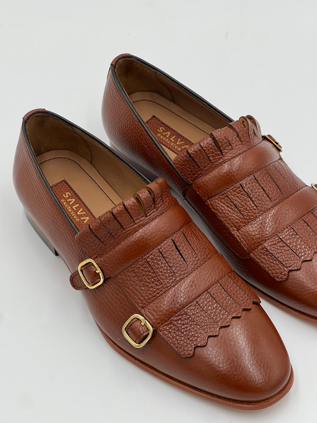 Taba Monkstrap Gold Toka Püsküllü Erkek Ayakkabı