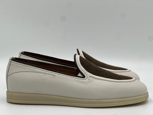 Bej Deri Kahverengi Kaşe Kombinli Hakiki Deri Erkek Ayakkabı