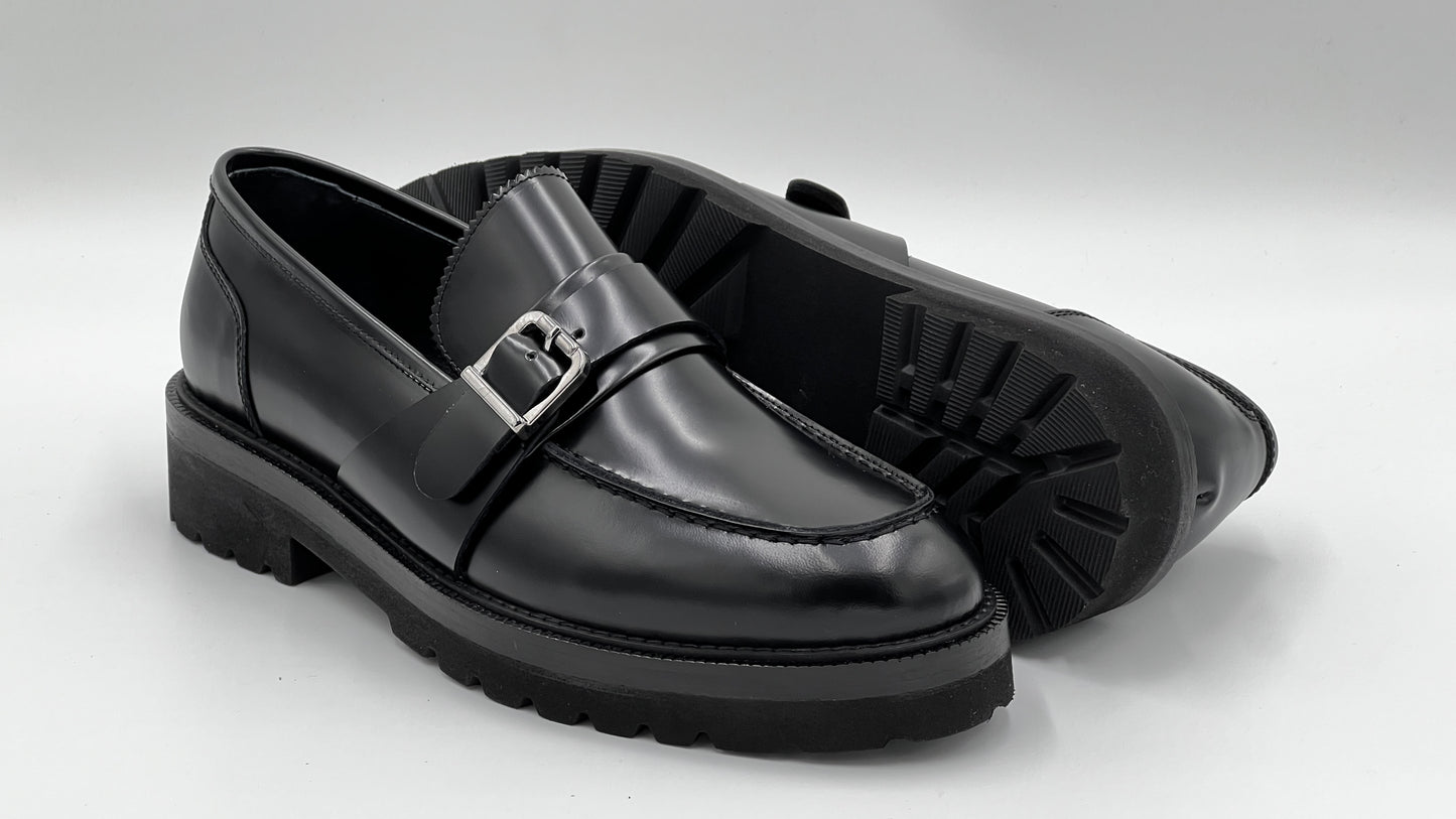 El Yapımı Açma Deri Loafer Kalın Taban Kösele Eva