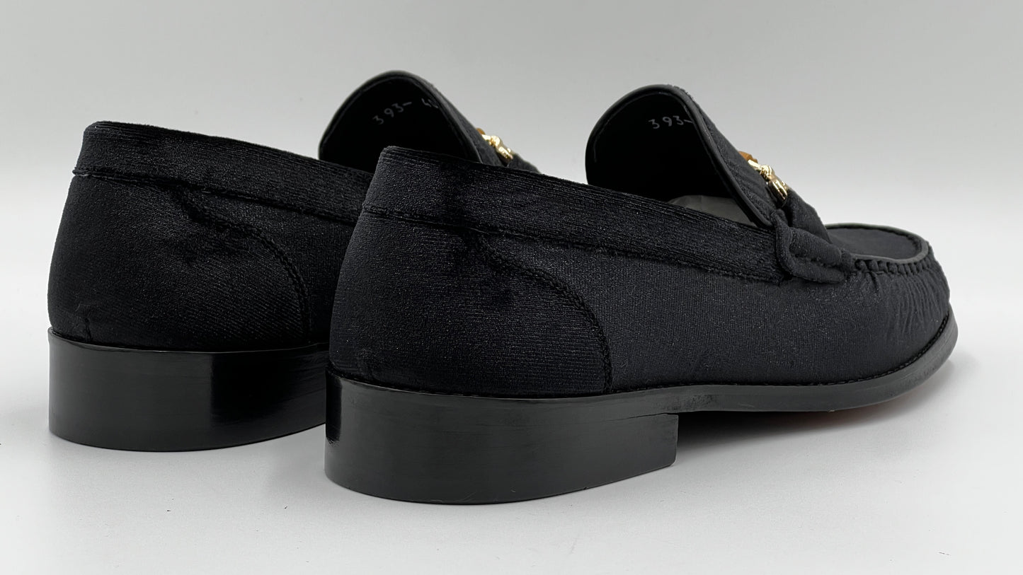 El Yapımı Loafer Siyah Kadife Erkek Ayakkabı