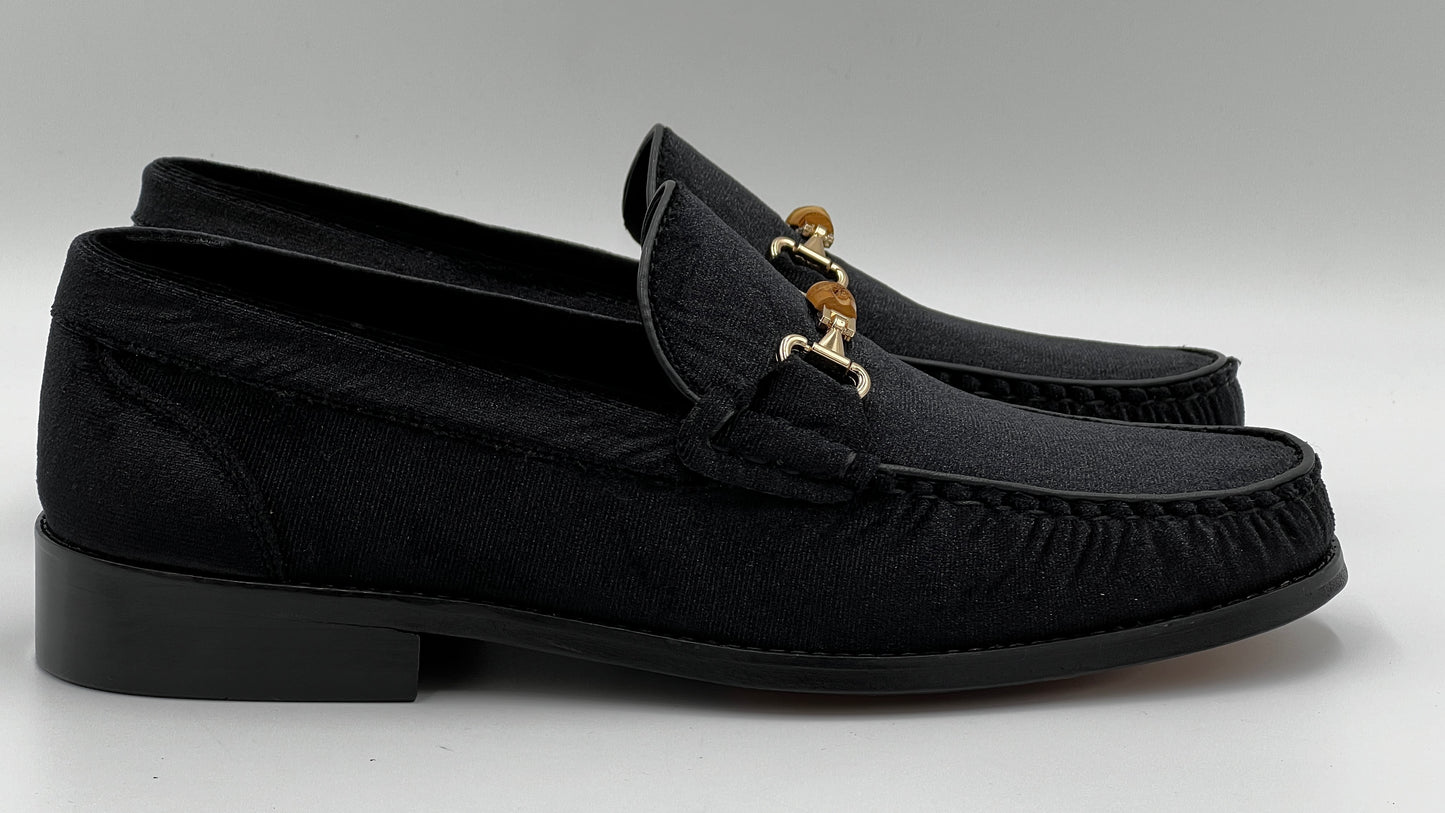 El Yapımı Loafer Siyah Kadife Erkek Ayakkabı