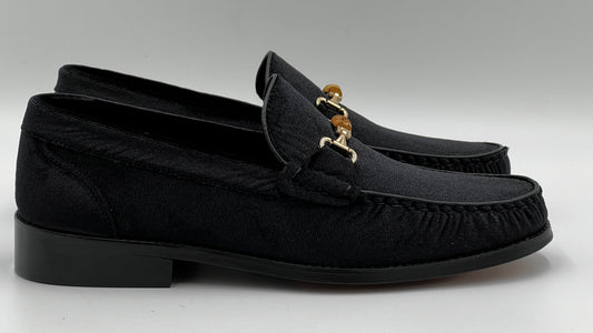 El Yapımı Loafer Siyah Kadife Erkek Ayakkabı