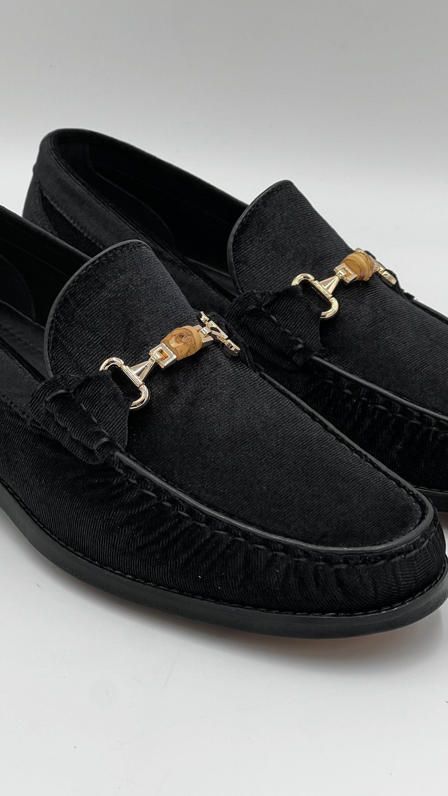 El Yapımı Loafer Siyah Kadife Erkek Ayakkabı