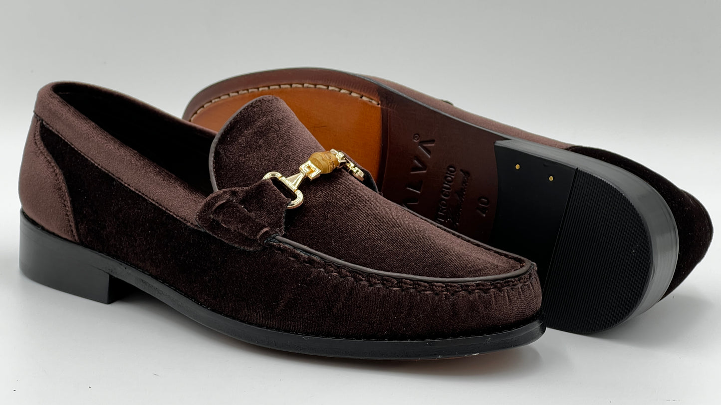 El Yapımı Loafer Kahverengi Kadife Erkek Ayakkabı