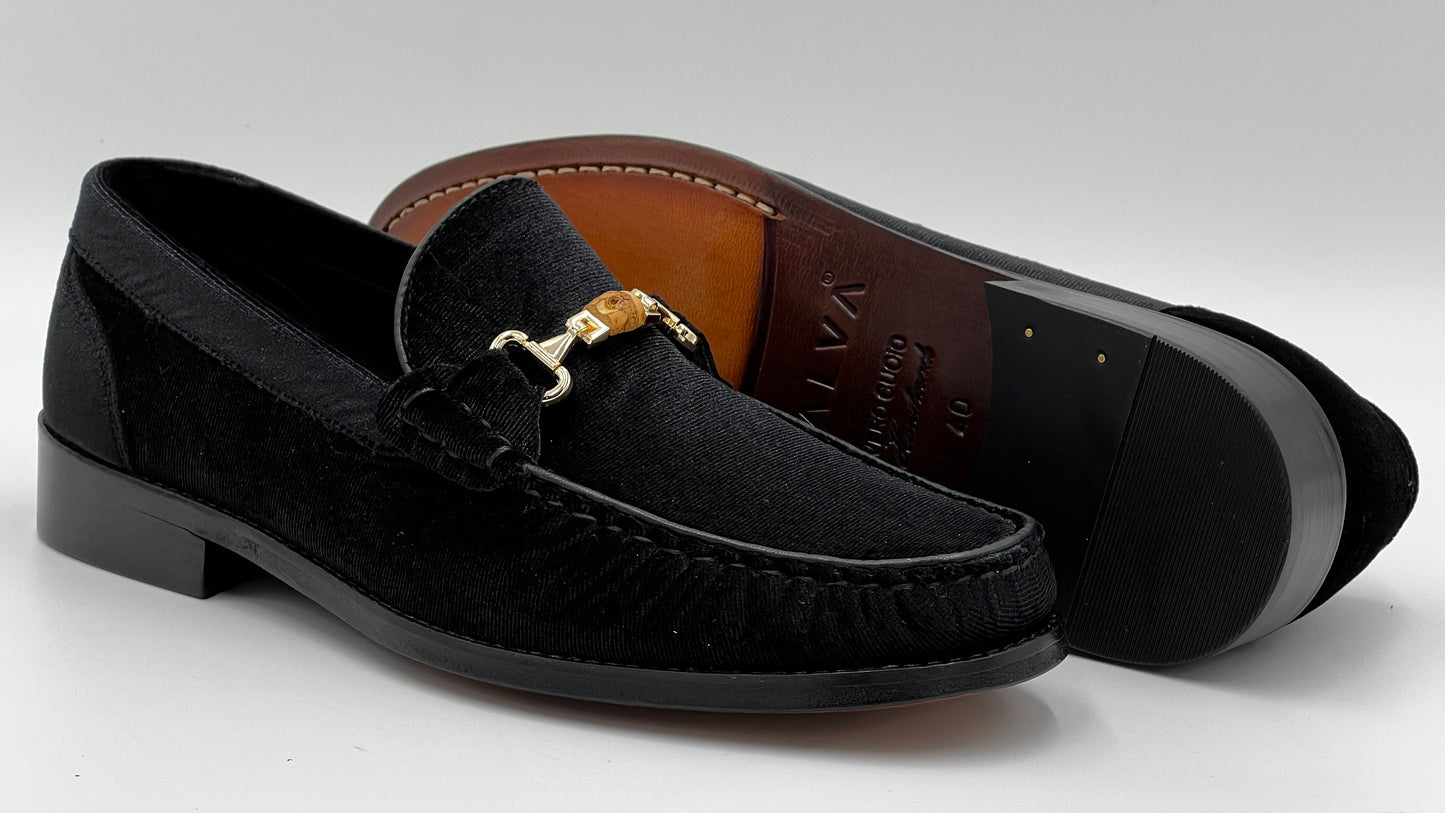 El Yapımı Loafer Siyah Kadife Erkek Ayakkabı