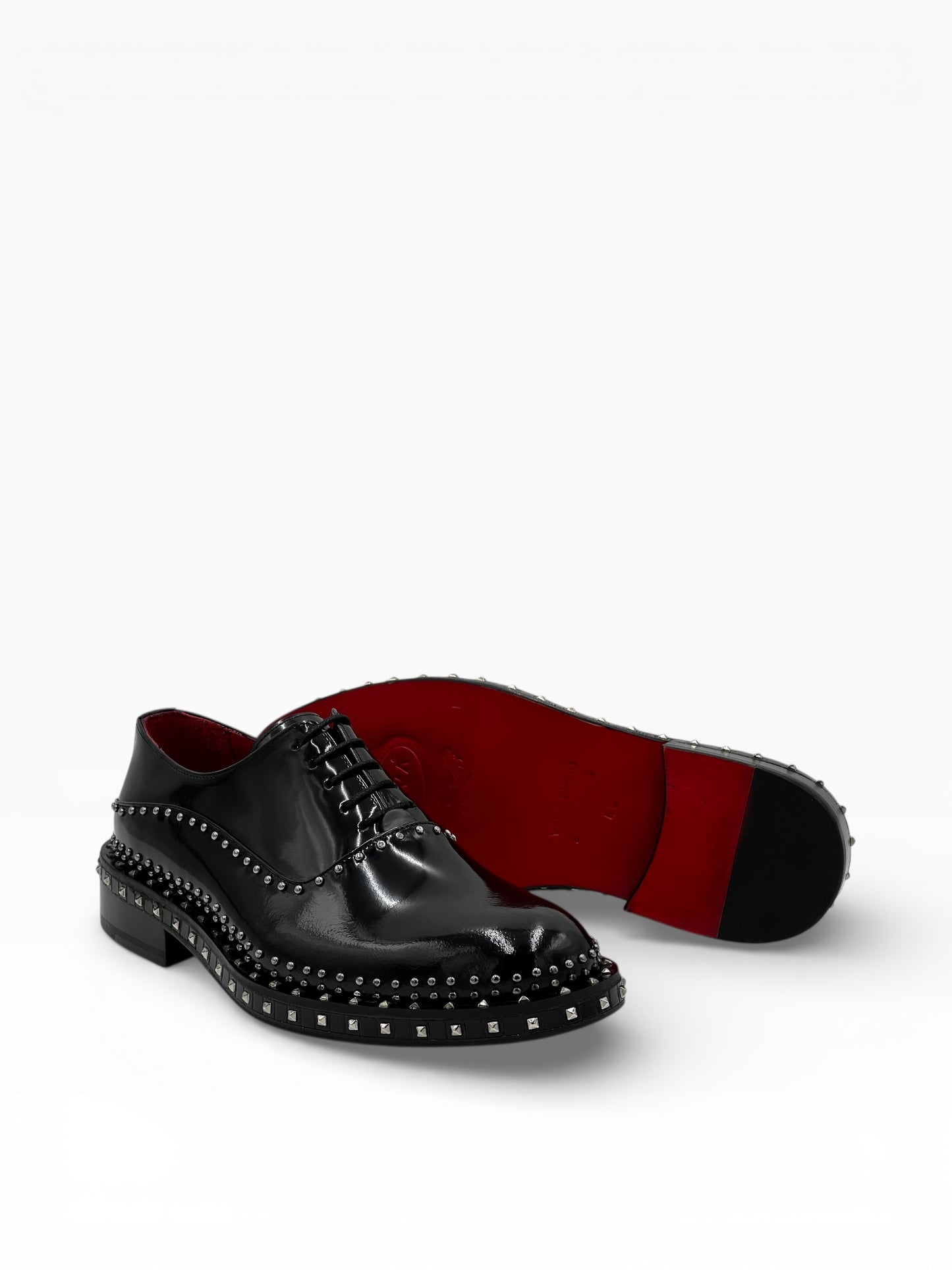 Siyah Taşlı Rugan Bağcıklı Kırmızı Kalın Kırmızı Kösele Erkek Ayakkabı