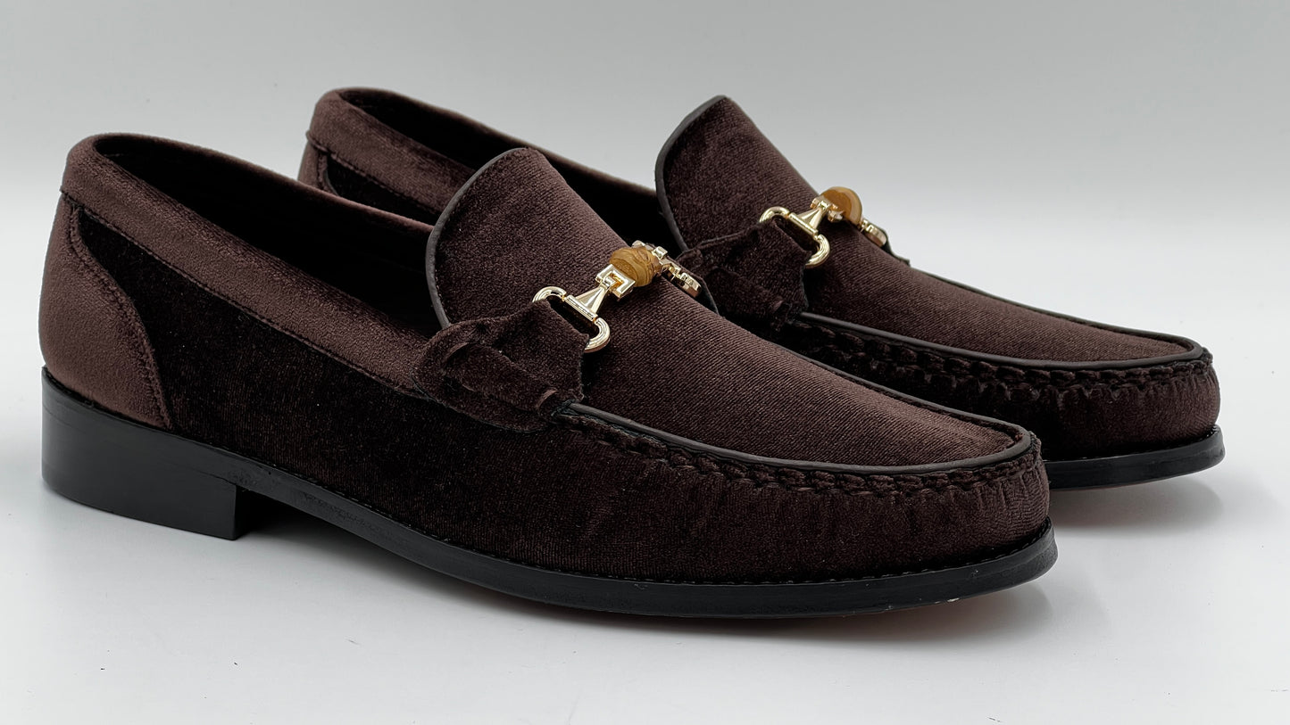 El Yapımı Loafer Kahverengi Kadife Erkek Ayakkabı