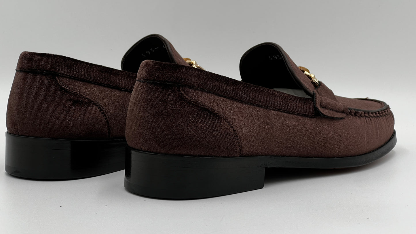 El Yapımı Loafer Kahverengi Kadife Erkek Ayakkabı