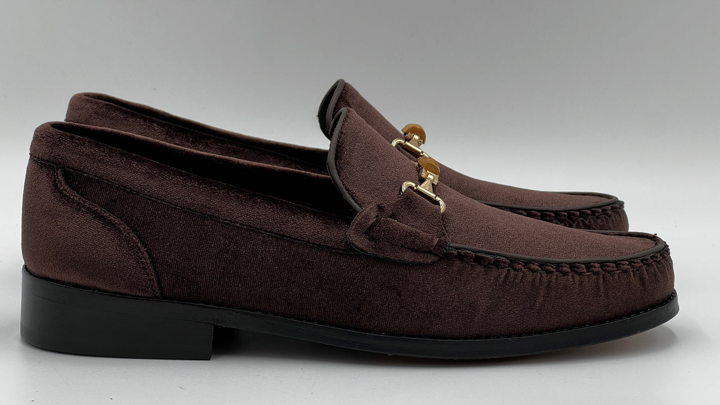 El Yapımı Loafer Kahverengi Kadife Erkek Ayakkabı