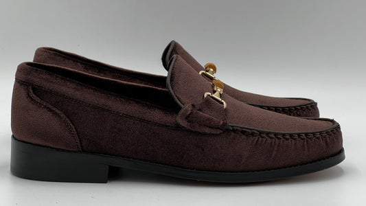 El Yapımı Loafer Kahverengi Kadife Erkek Ayakkabı
