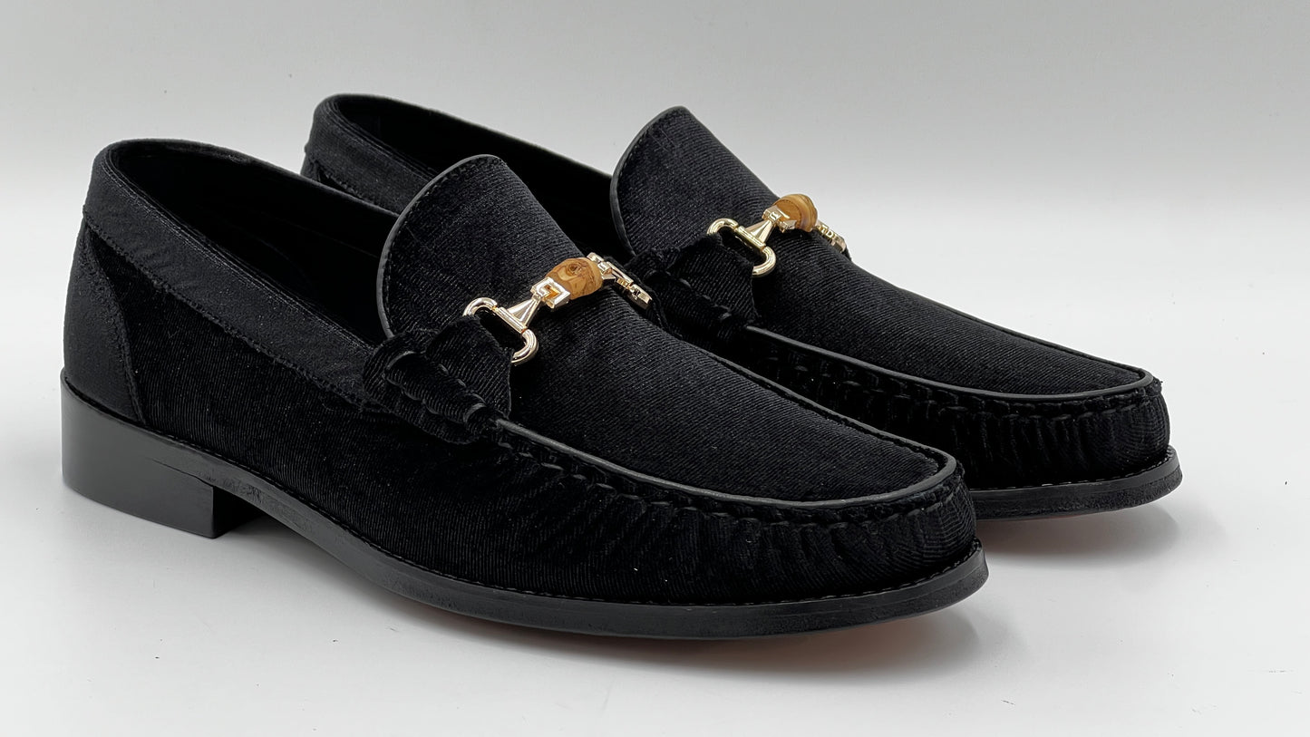 El Yapımı Loafer Siyah Kadife Erkek Ayakkabı