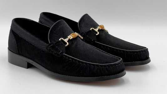 El Yapımı Loafer Siyah Kadife Erkek Ayakkabı