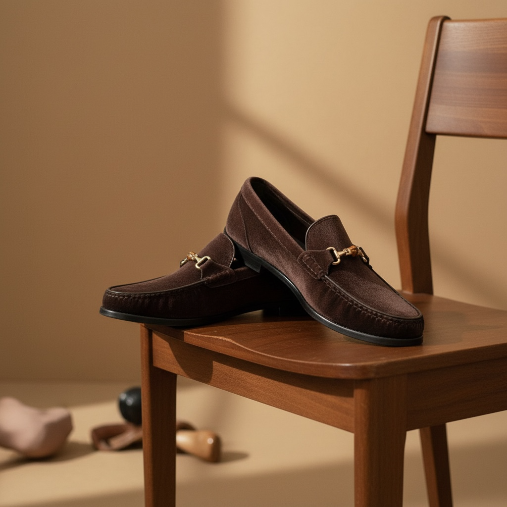 El Yapımı Loafer Kahverengi Kadife Erkek Ayakkabı