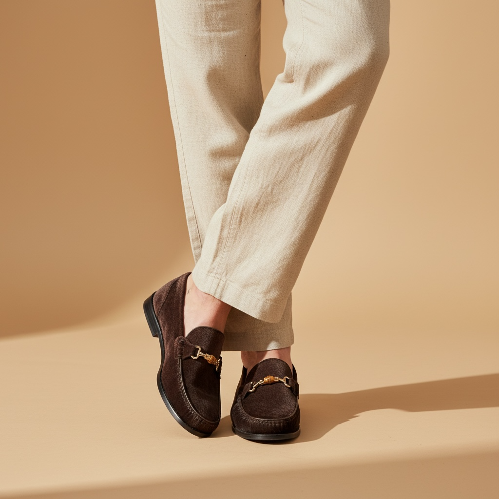 El Yapımı Loafer Kahverengi Kadife Erkek Ayakkabı