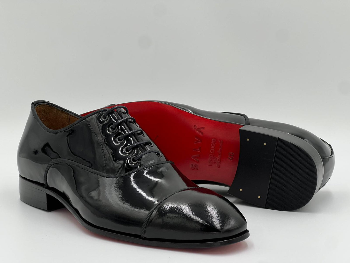 Siyah Rugan Kırmızı Kösele Taban Bağcıklı Erkek Ayakkabı