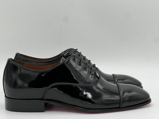 Siyah Rugan Kırmızı Kösele Taban Bağcıklı Erkek Ayakkabı