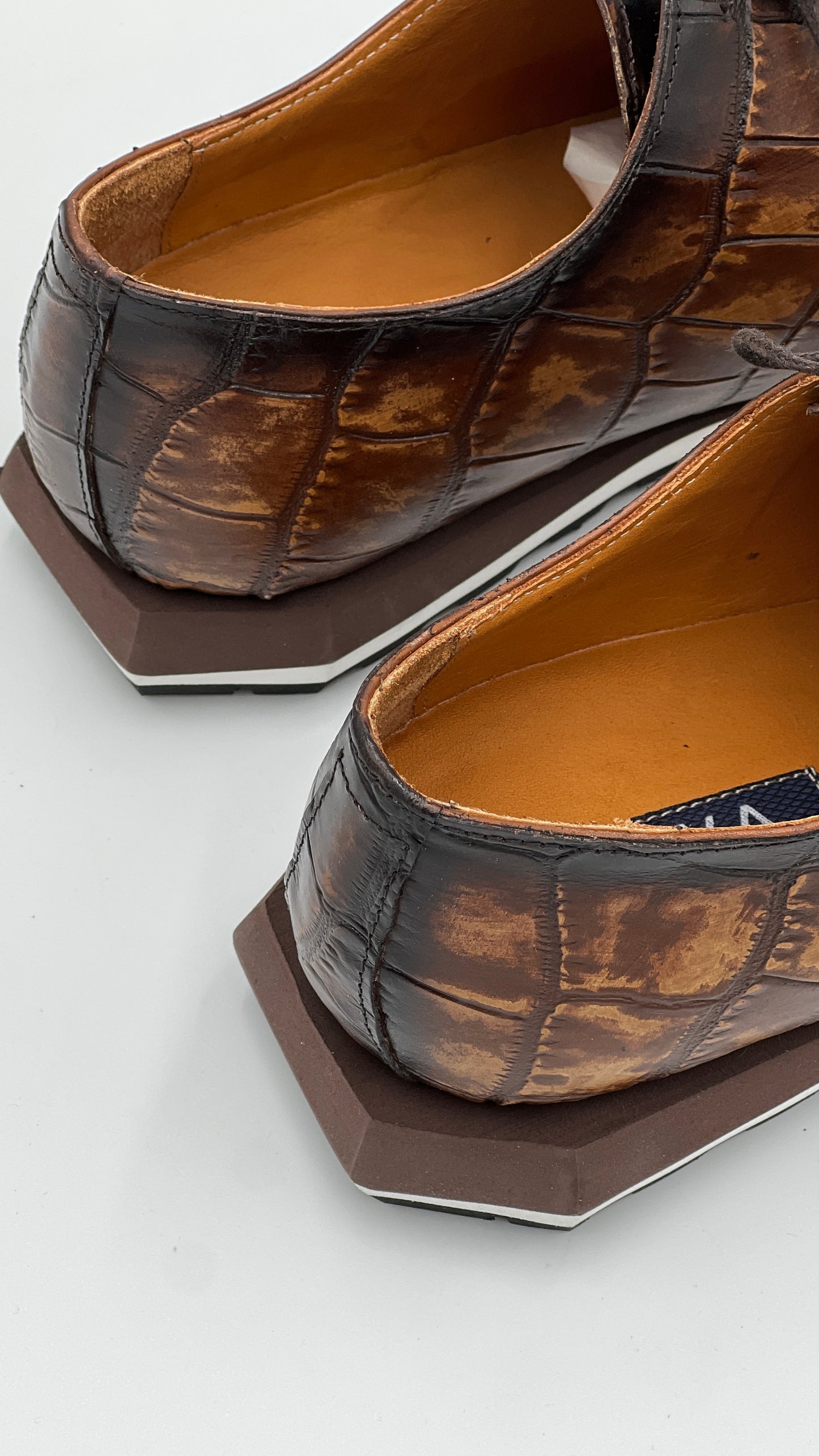 Kahvrengi Kroko Baskı Erkek Sneaker Ayakkabı