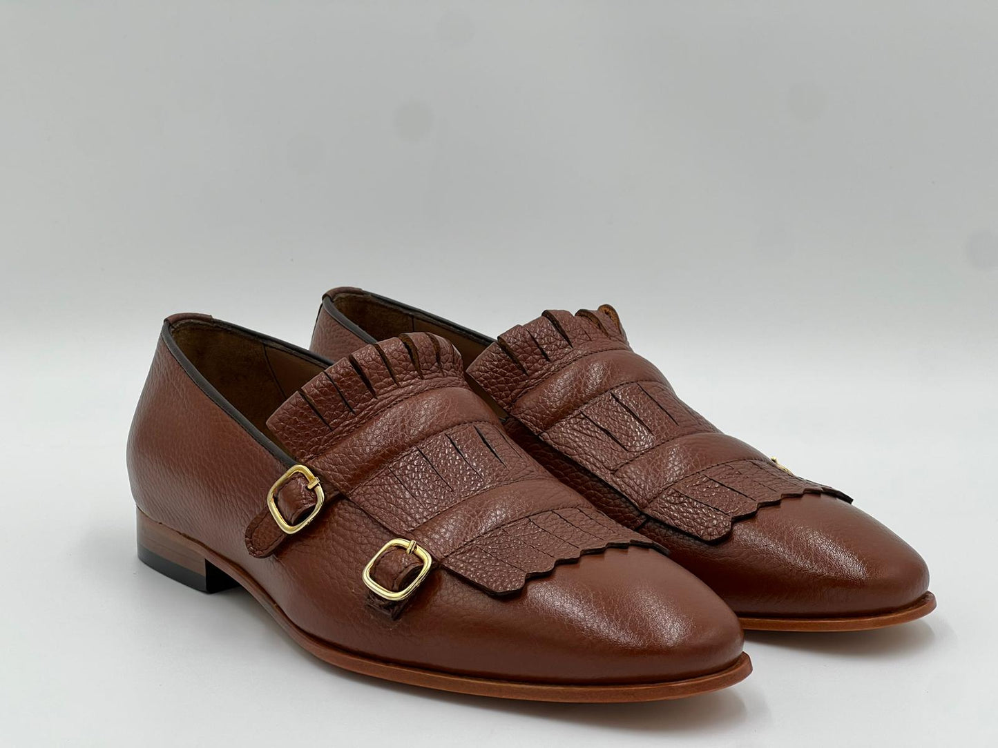 Taba Monkstrap Gold Toka Püsküllü Erkek Ayakkabı