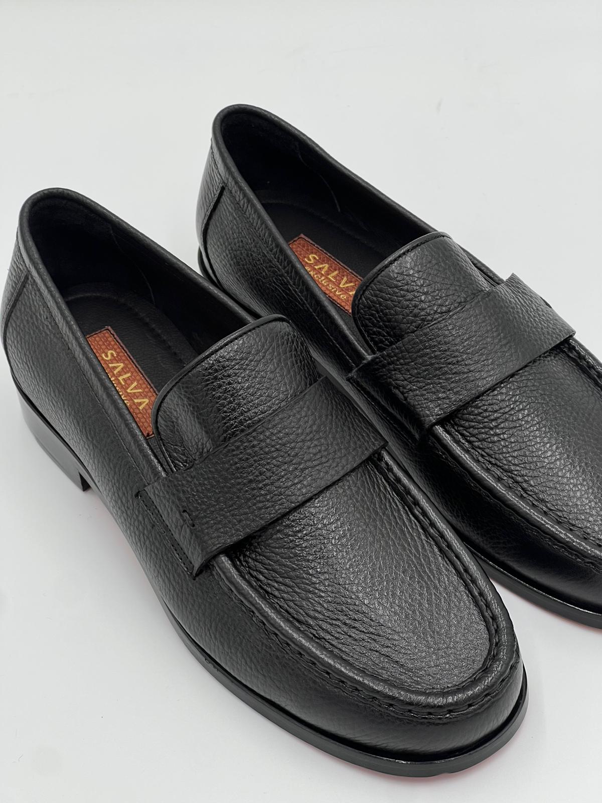 Siyah Yumuşak Floter Deri Kırmızı Kösele Taban Erkek Loafer Ayakkabı