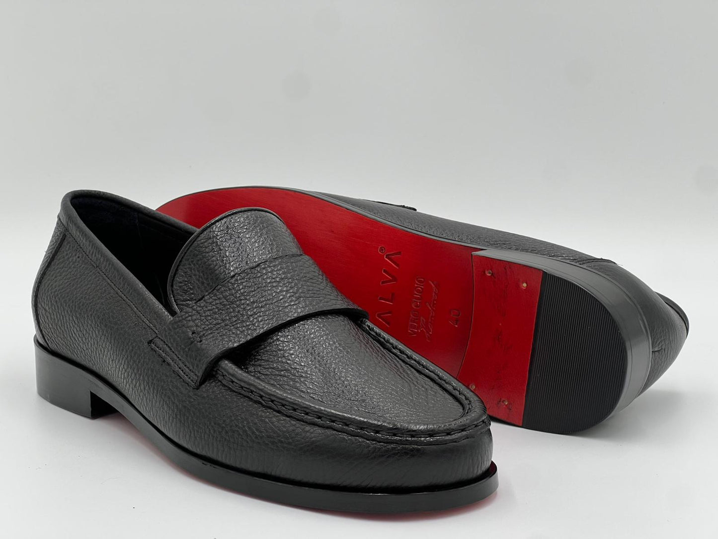 Siyah Yumuşak Floter Deri Kırmızı Kösele Taban Erkek Loafer Ayakkabı