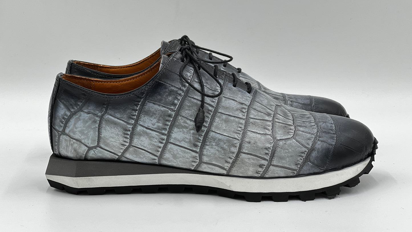 Gri Kroko Baskı Erkek Sneaker Ayakkabı