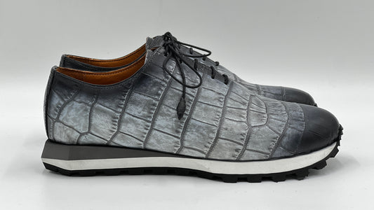 Gri Kroko Baskı Erkek Sneaker Ayakkabı