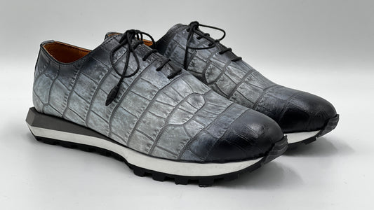 Gri Kroko Baskı Erkek Sneaker Ayakkabı