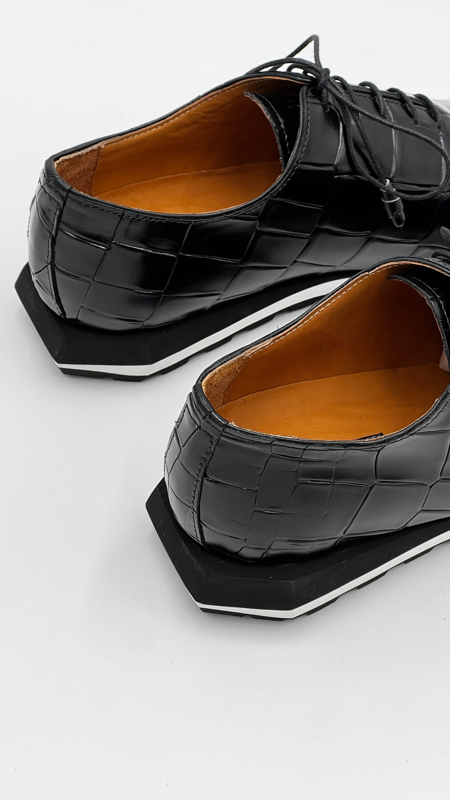 Siyah Kroko Baskı Erkek Sneaker Ayakkabı