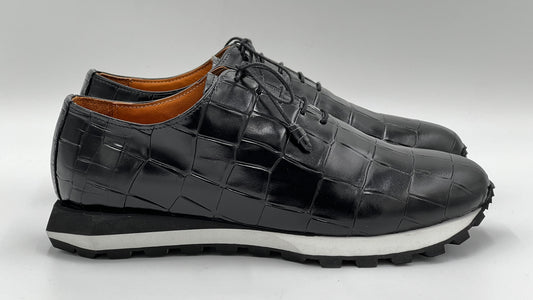Siyah Kroko Baskı Erkek Sneaker Ayakkabı