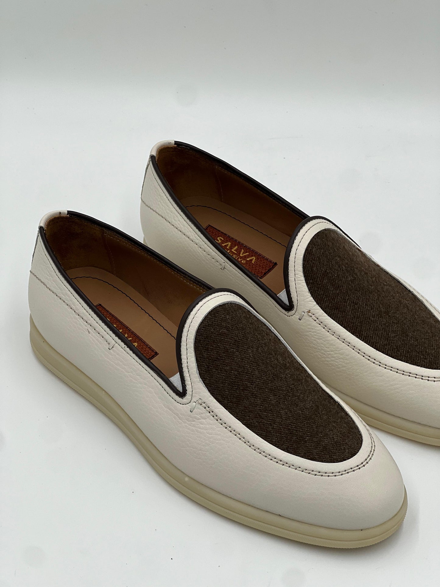 Bej Deri Kahverengi Kaşe Kombinli Hakiki Deri Erkek Ayakkabı