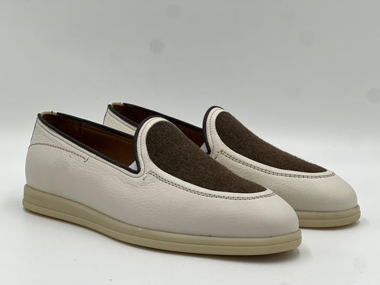 Bej Deri Kahverengi Kaşe Kombinli Hakiki Deri Erkek Ayakkabı