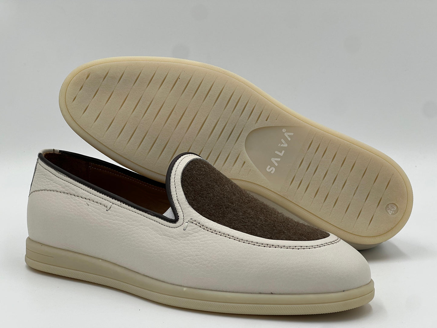 Bej Deri Kahverengi Kaşe Kombinli Hakiki Deri Erkek Ayakkabı